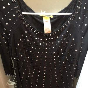 Catherine Malandrino Black Studded Scoop Neck Dress